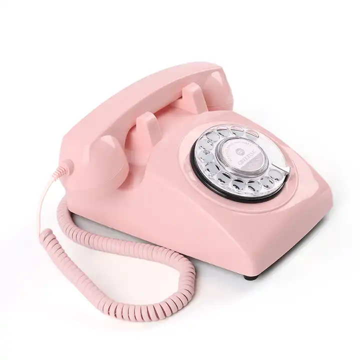 pink Rotary Wedding Audio Guest Book Voice Message Recorder Recording Telephone Plug and Use for Wedding Party and Exhibition