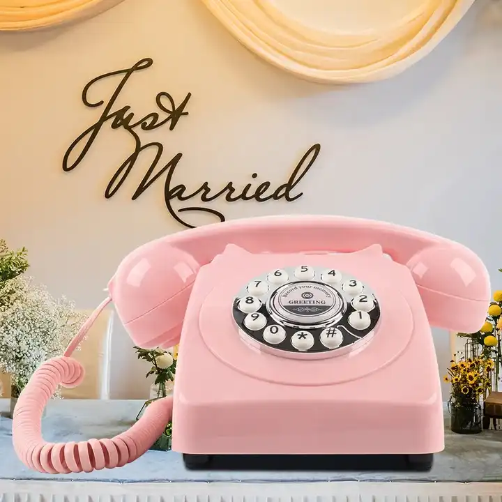 Pink Button Dialing Wedding Audio Guest Book Voice Message Recording Guestbook Telephone For Party Wedding Exhibition