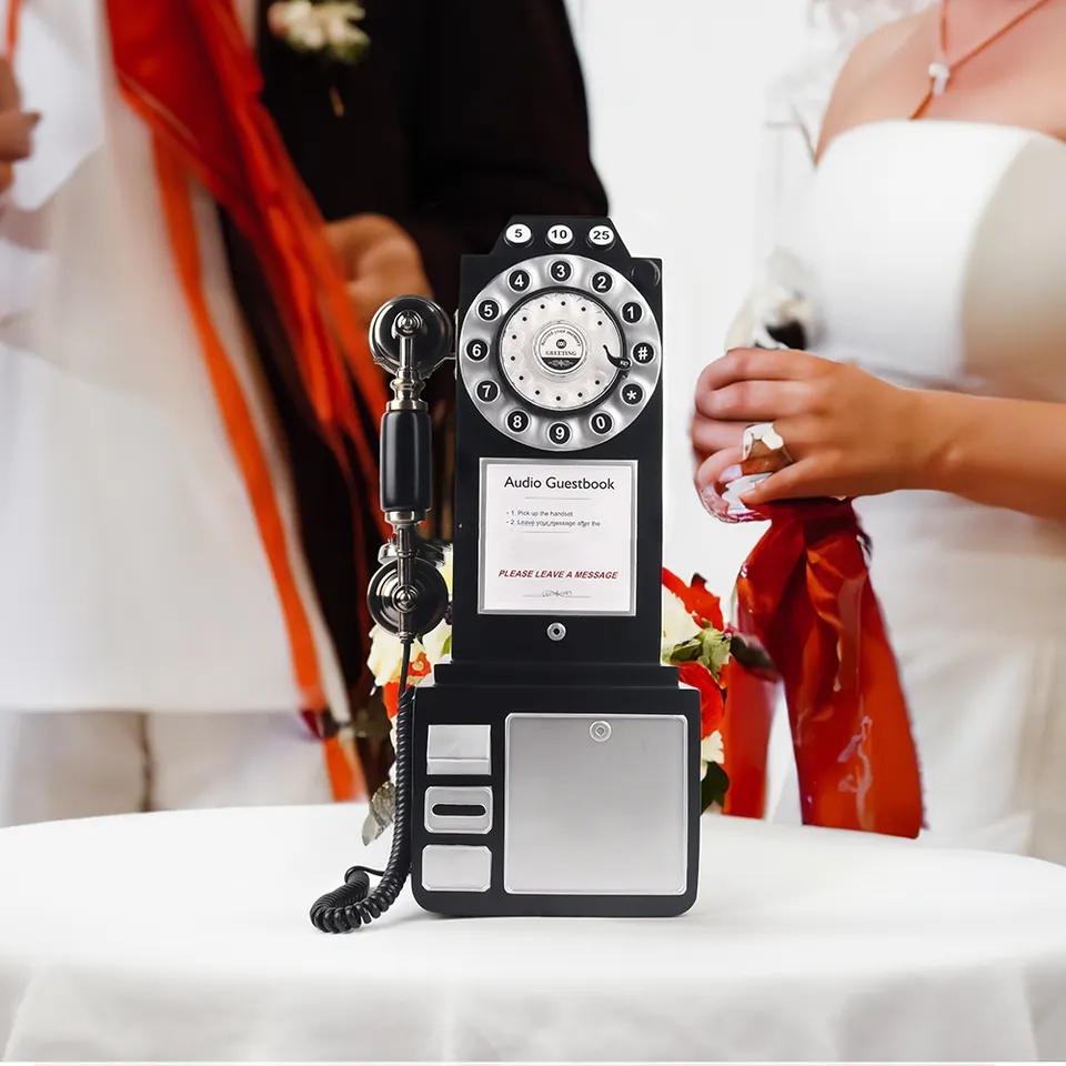 Wedding Rotary Audio Guestbook Welcome Recorder Antique Retro Phones Recording Guestbook Telephones for Event Party Wedding